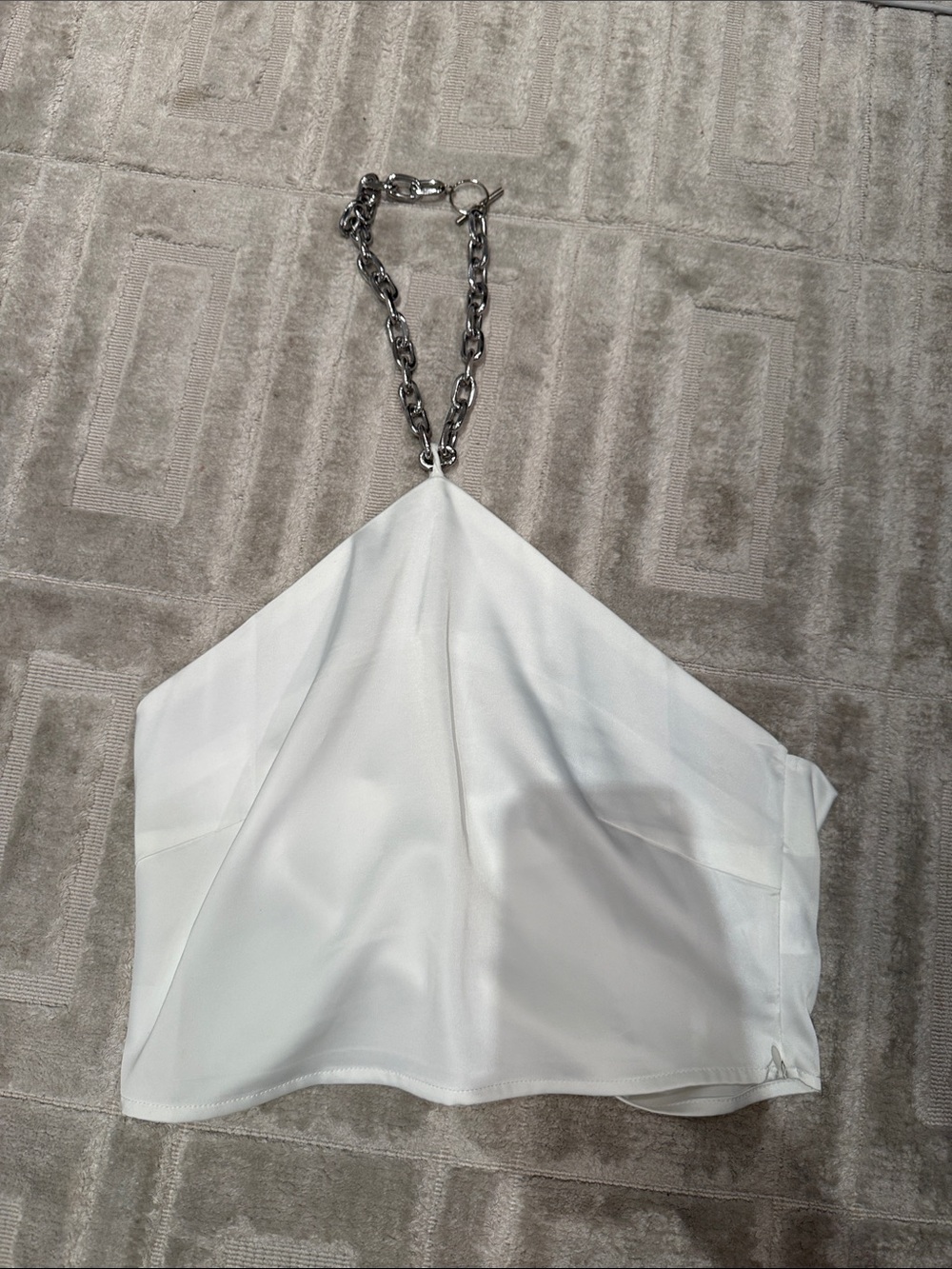 Nasty Gal White Chain-strap Halter Camisole crop top